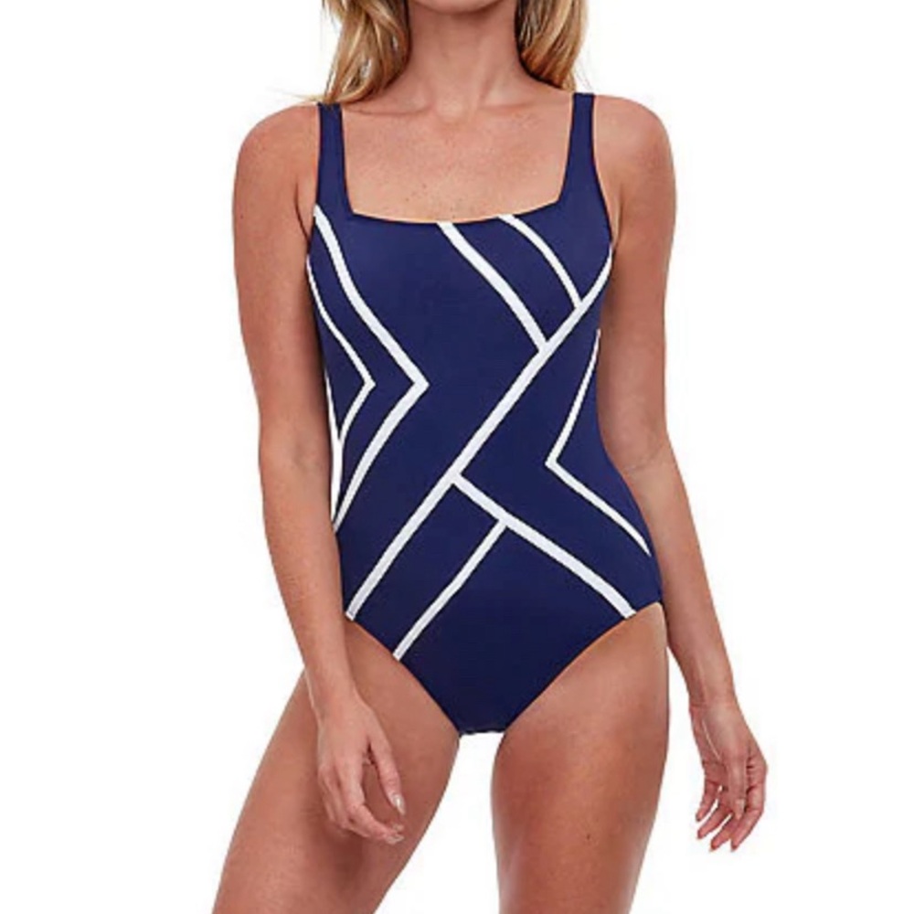 Gottex  Mirage Square Neck Tummy Control One Piece Swimsuit women’s size US 10